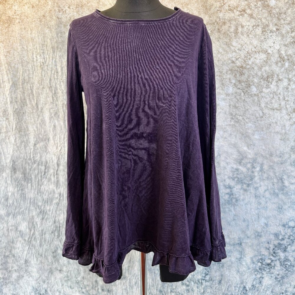 🪩Altar'd State Purple Long Sleeve Ruffle Top - SM